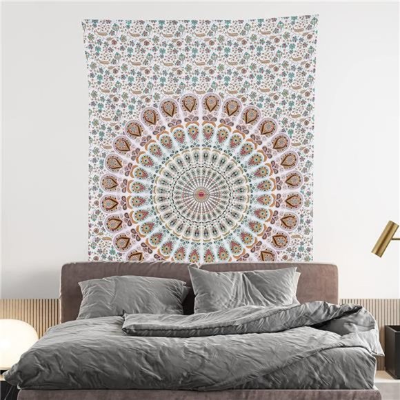 Handmade Indian hippie Bohemian Psychedelic Peacock Mandala Wall hanging - Picture 3 of 6